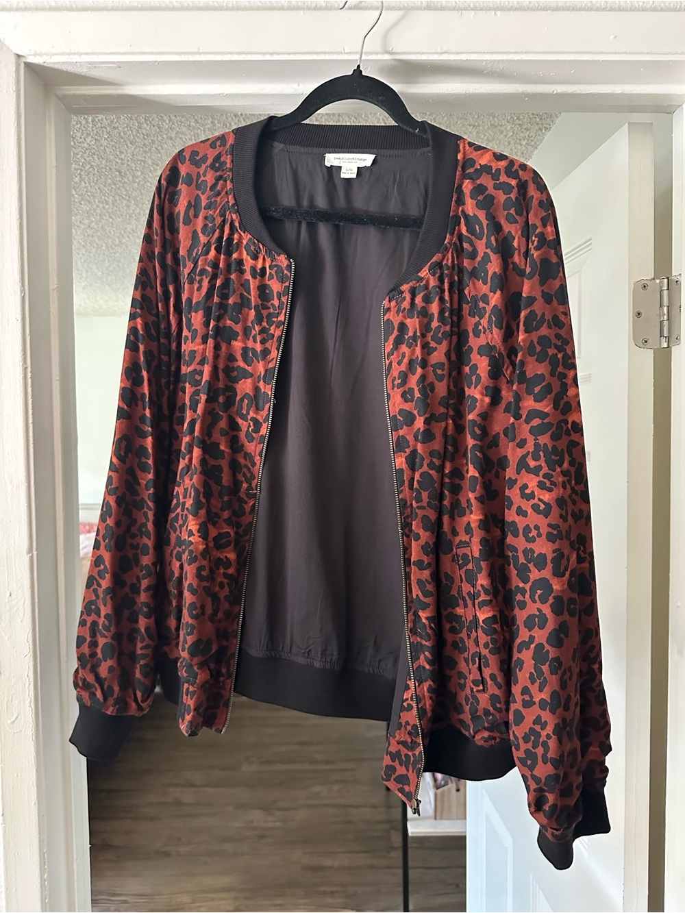 beachlunchlounge Rust Leopard Print Bomber Jacket